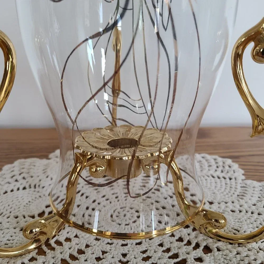 Partylite Versailles Stand Candle Holder With Golden Angel Hurricane Shade P7078